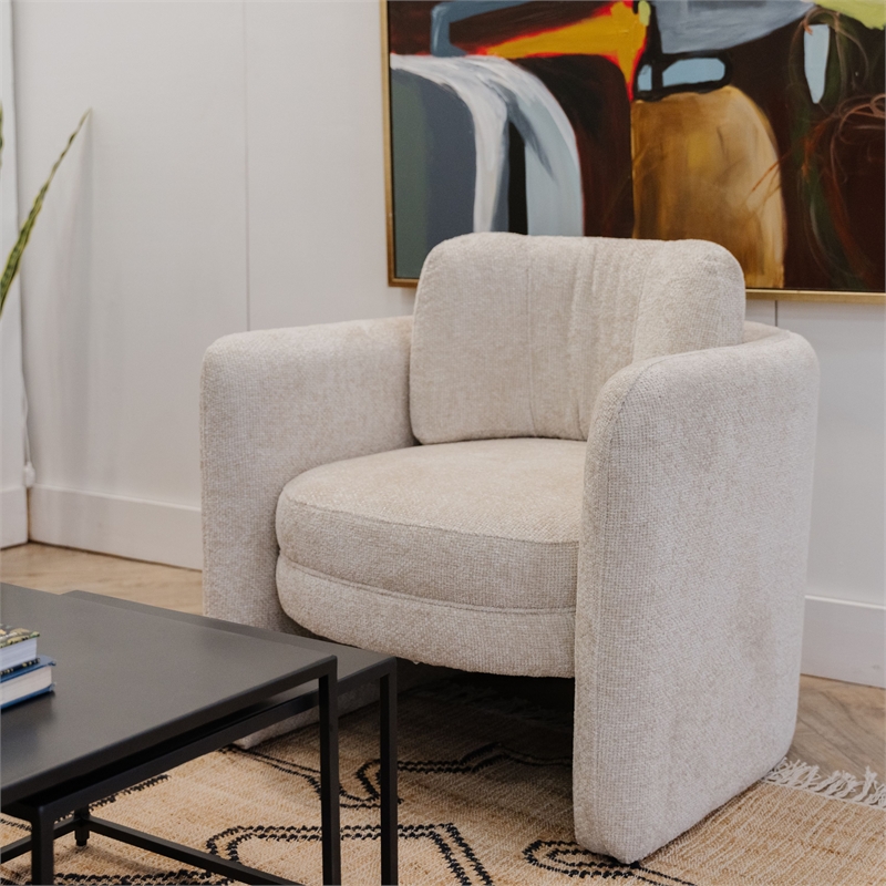 NPD Furniture Deryll Fabric Accent Arm Chair in Grenada Cream