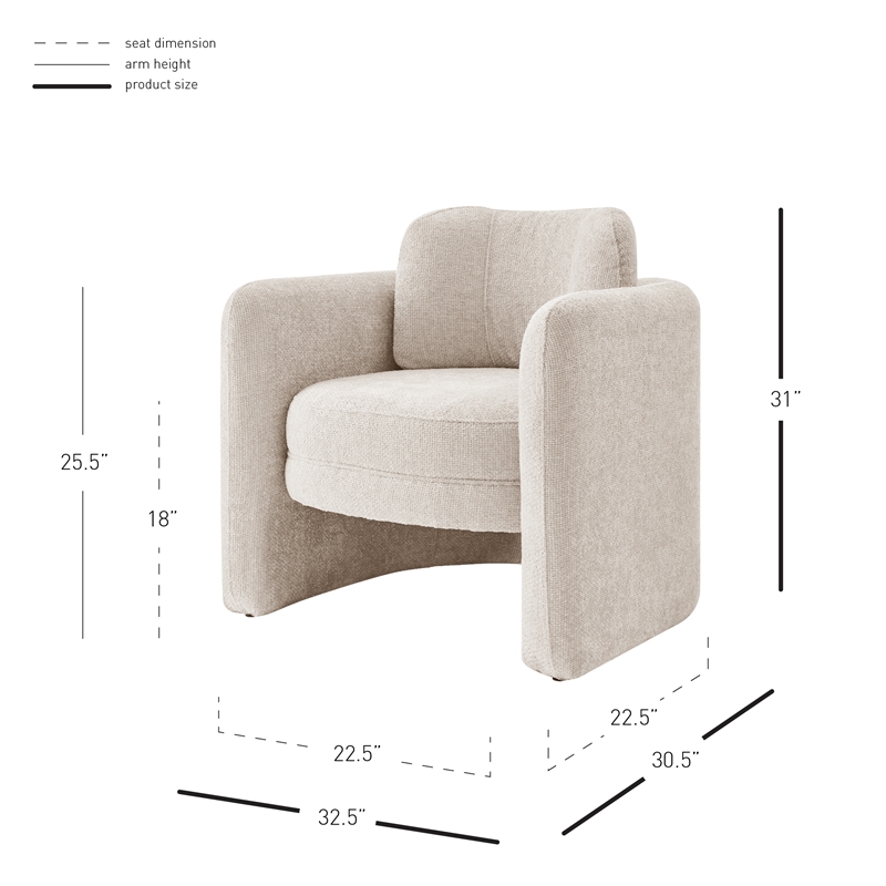 NPD Furniture Deryll Fabric Accent Arm Chair in Grenada Cream