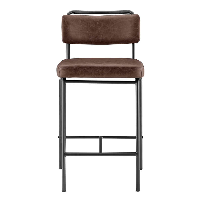NPD Furniture Zander PU Counter Stool in Toasted Dark Brown (Set of 4)