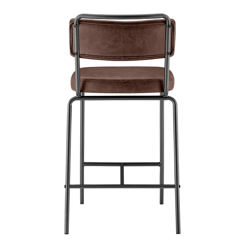 NPD Furniture Zander PU Counter Stool in Toasted Dark Brown (Set of 4)