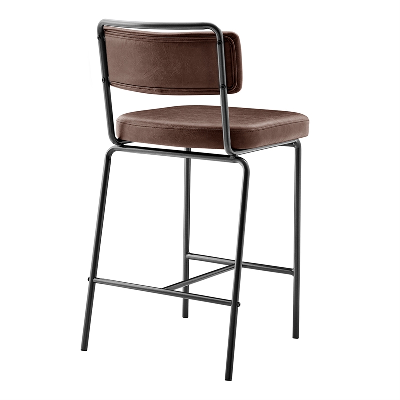 NPD Furniture Zander PU Counter Stool in Toasted Dark Brown (Set of 4)