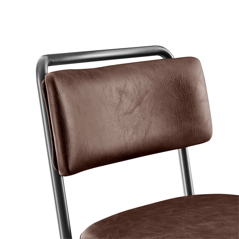 NPD Furniture Zander PU Counter Stool in Toasted Dark Brown (Set of 4)