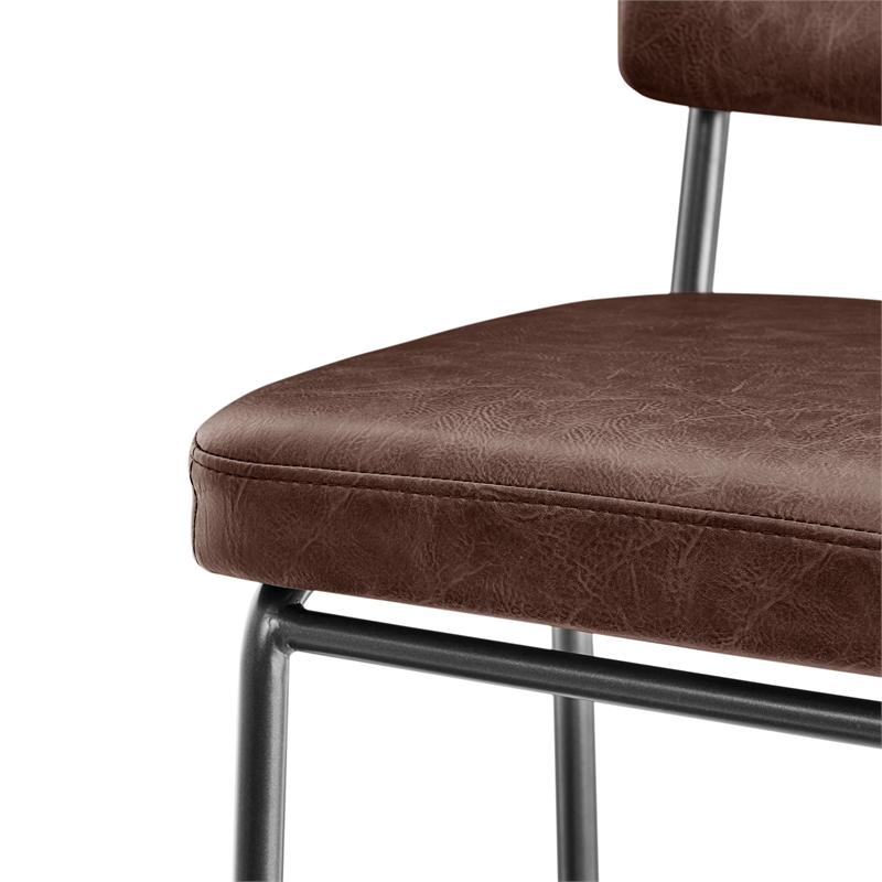 NPD Furniture Zander PU Counter Stool in Toasted Dark Brown (Set of 4)