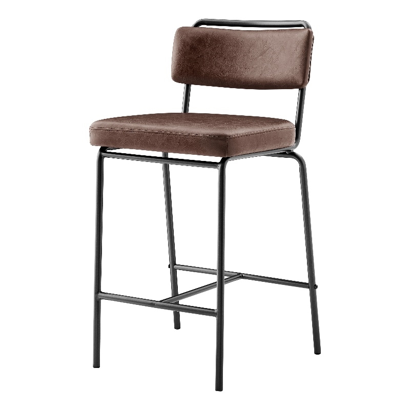 NPD Furniture Zander PU Counter Stool in Toasted Dark Brown (Set of 4)