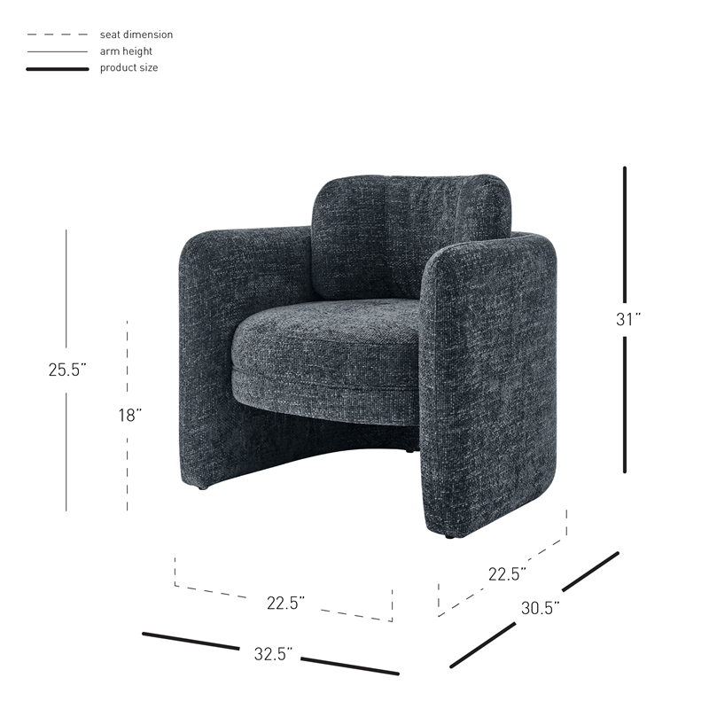 NPD Furniture Deryll Fabric Accent Arm Chair in Grenada Charcoal