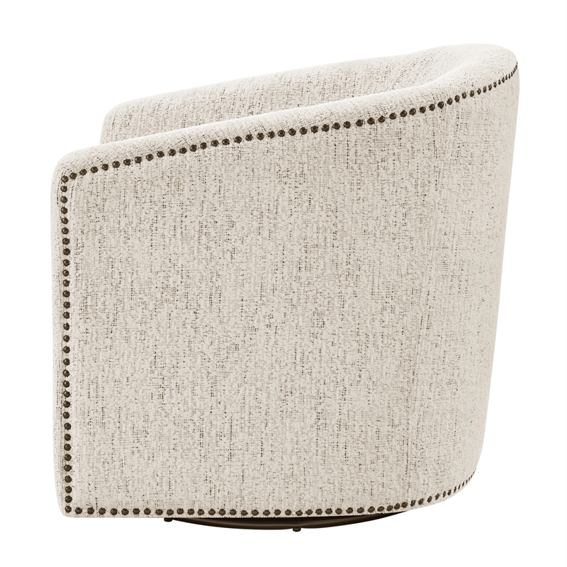 NPD Furniture Ernest Fabric Swivel Accent Arm Chair in Concord Cream