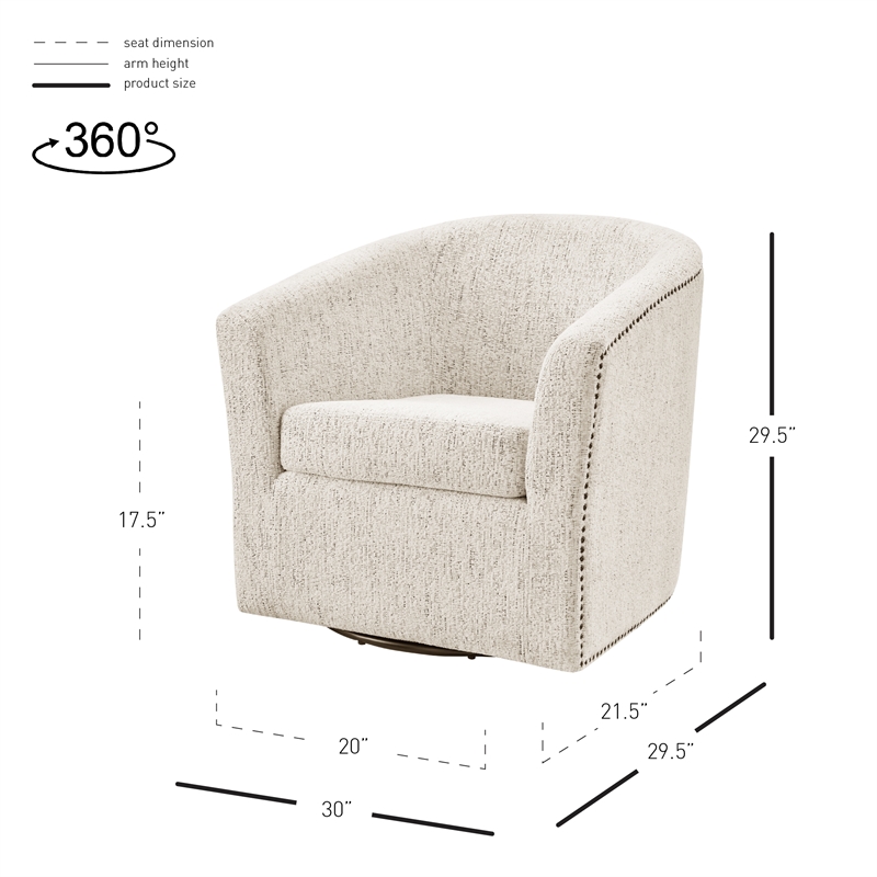 NPD Furniture Ernest Fabric Swivel Accent Arm Chair in Concord Cream