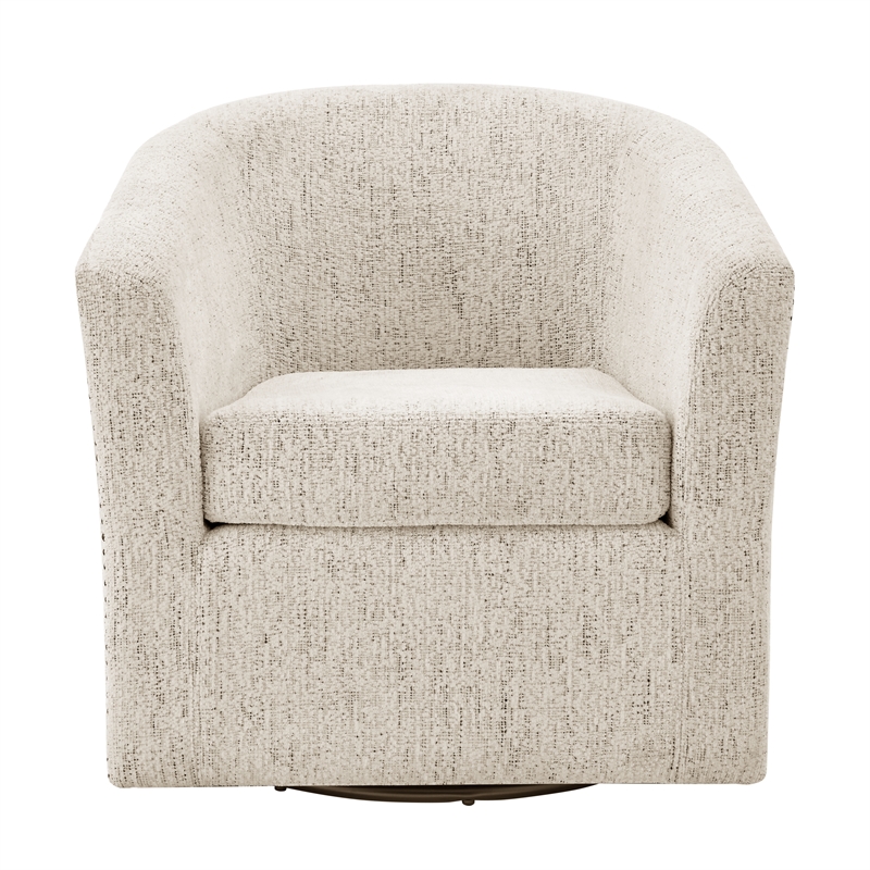 NPD Furniture Ernest Fabric Swivel Accent Arm Chair in Concord Cream