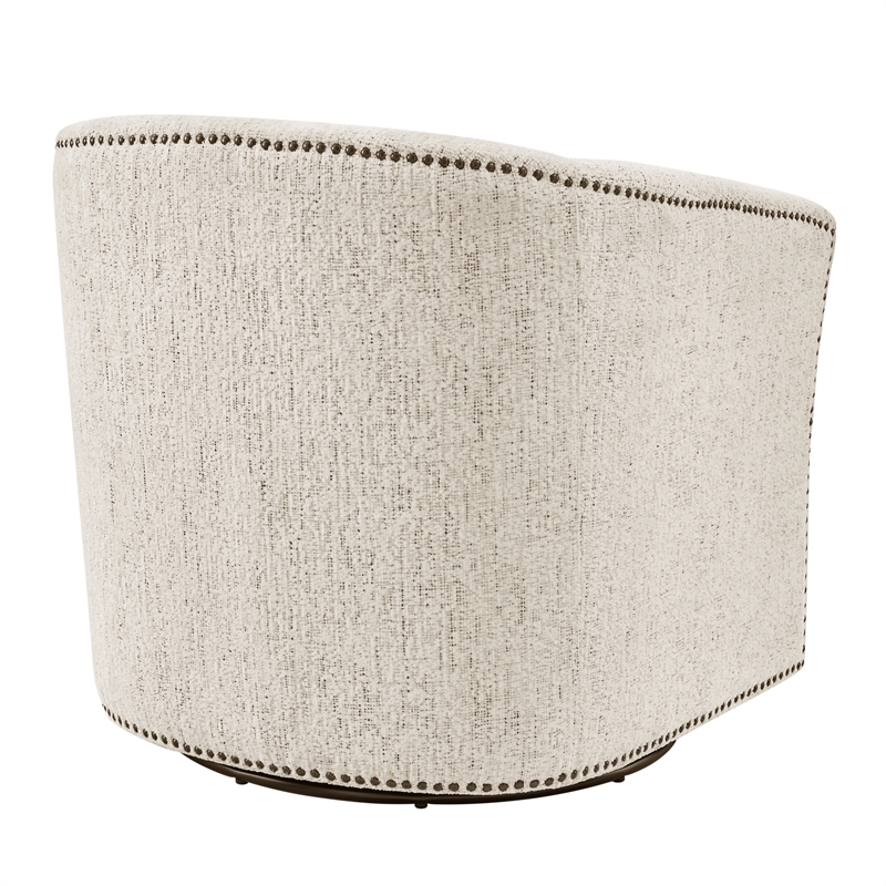 NPD Furniture Ernest Fabric Swivel Accent Arm Chair in Concord Cream