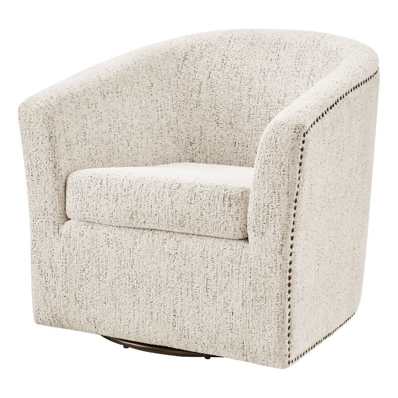NPD Furniture Ernest Fabric Swivel Accent Arm Chair in Concord Cream