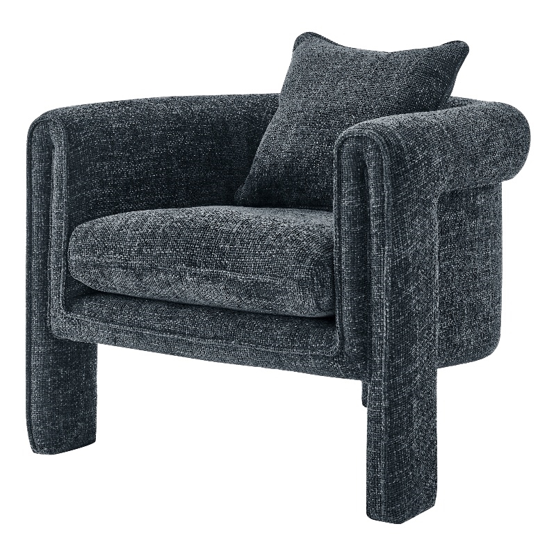 NPD Furniture Heidi Fabric Accent Arm Chair in Grenada Charcoal