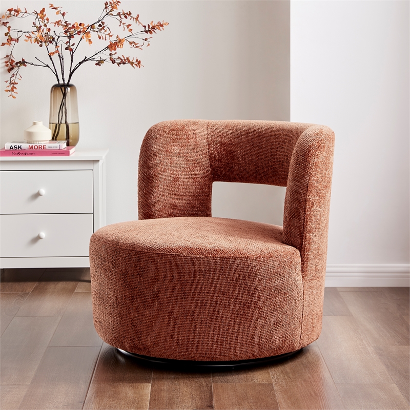 NPD Furniture Jazzlyn Fabric Swivel Accent Chair in Grenada Terracotta