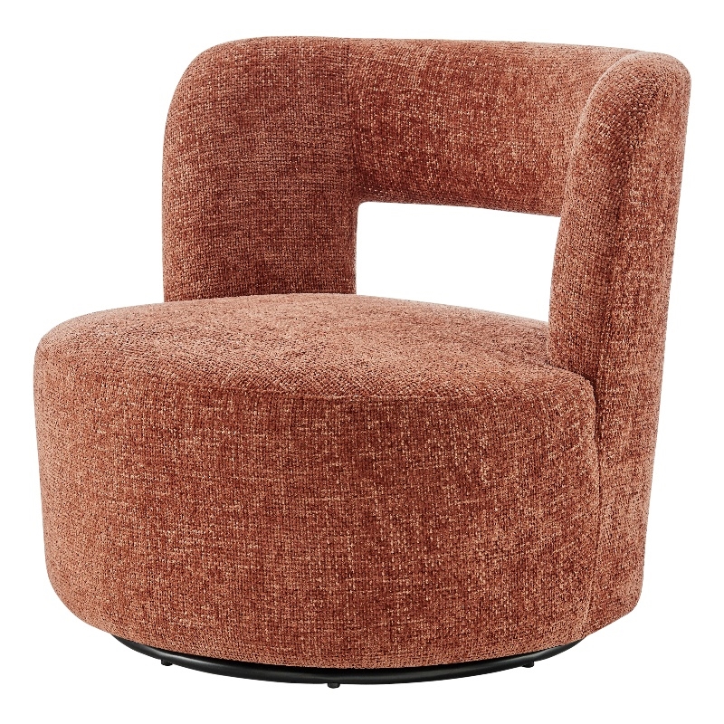 NPD Furniture Jazzlyn Fabric Swivel Accent Chair in Grenada Terracotta