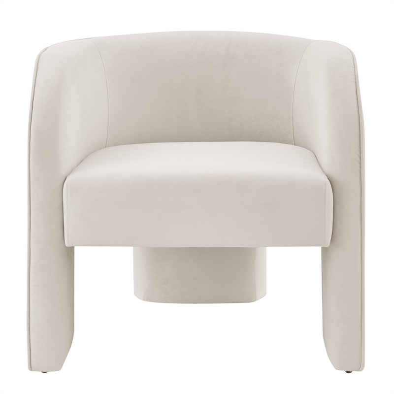 NPD Furniture Matteo Velvet Accent Arm Chair in Dainty Cream