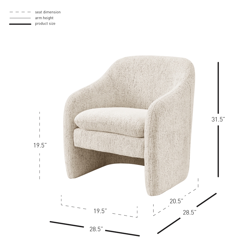 NPD Furniture Zella Fabric  Accent Arm Chair in Concord Cream