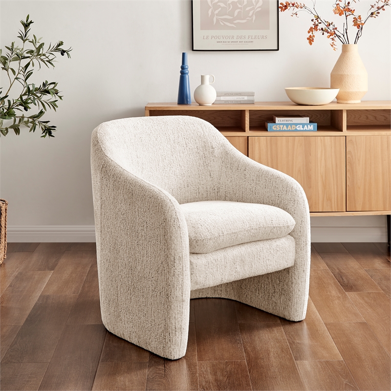 NPD Furniture Zella Fabric  Accent Arm Chair in Concord Cream