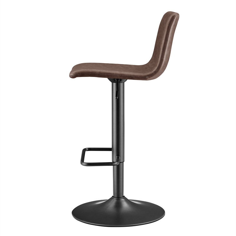 NPD Furniture Bruce PU Gaslift Bar Stool in Toasted Dark Brown (Set of 2)