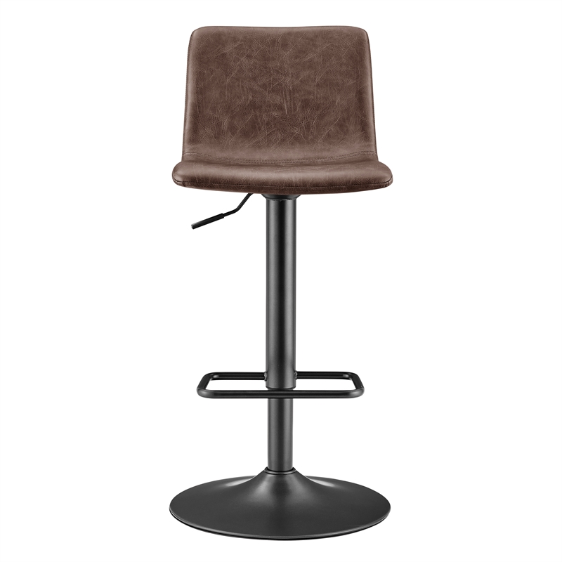NPD Furniture Bruce PU Gaslift Bar Stool in Toasted Dark Brown (Set of 2)