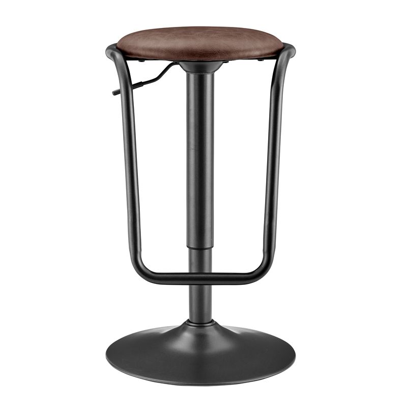 NPD Furniture Elijah PU Gaslift Bar Stool in Toasted Dark Brown (Set of 2)