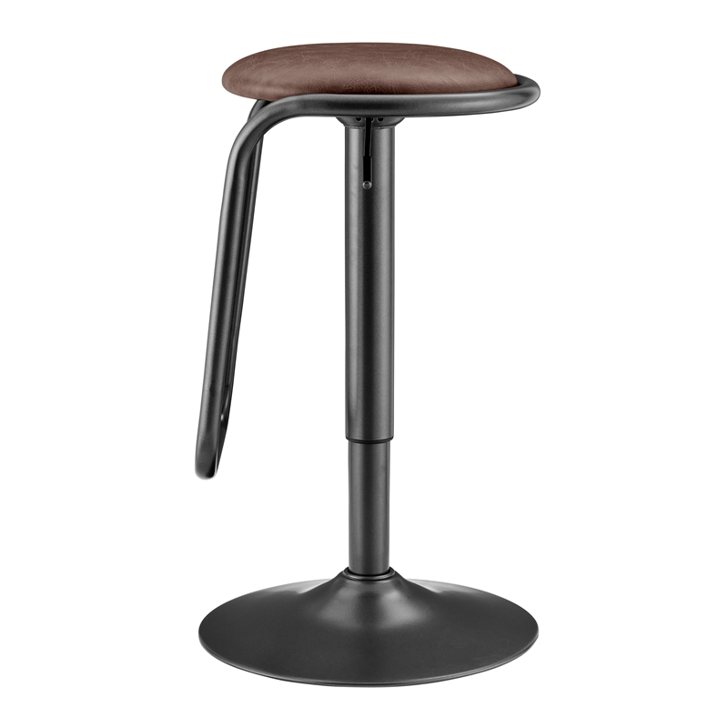 NPD Furniture Elijah PU Gaslift Bar Stool in Toasted Dark Brown (Set of 2)