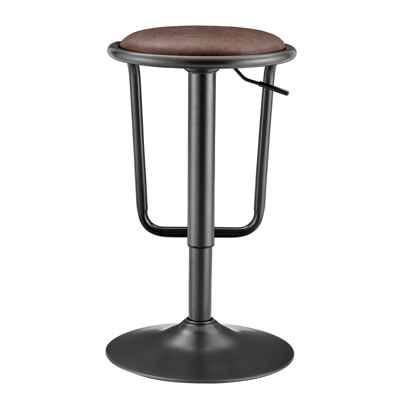 NPD Furniture Elijah PU Gaslift Bar Stool in Toasted Dark Brown (Set of 2)
