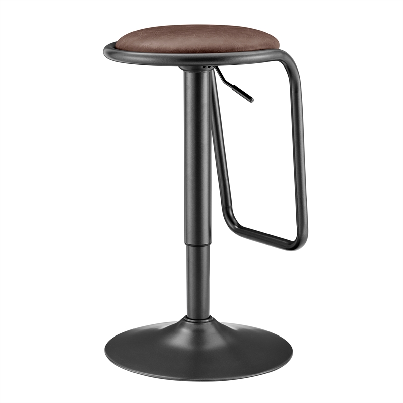 NPD Furniture Elijah PU Gaslift Bar Stool in Toasted Dark Brown (Set of 2)