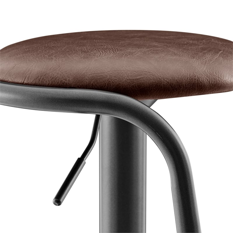 NPD Furniture Elijah PU Gaslift Bar Stool in Toasted Dark Brown (Set of 2)