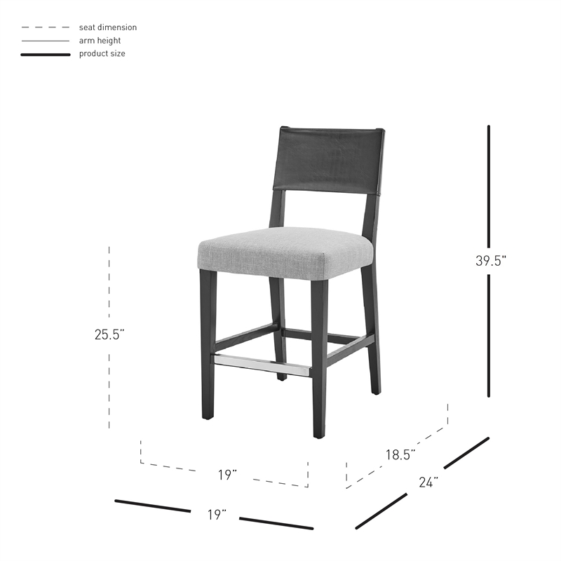 NPD Furniture Kylo PU/Fabric Counter Stool in Borneo Black/Meridien Gray