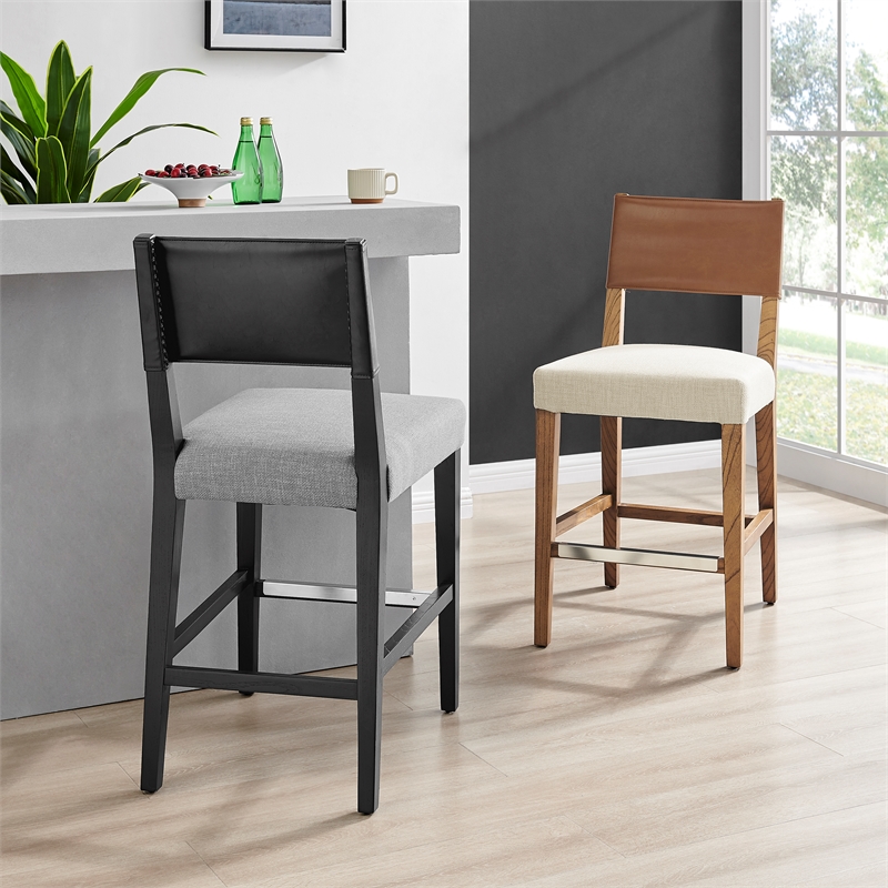 NPD Furniture Kylo PU/Fabric Counter Stool in Borneo Black/Meridien Gray