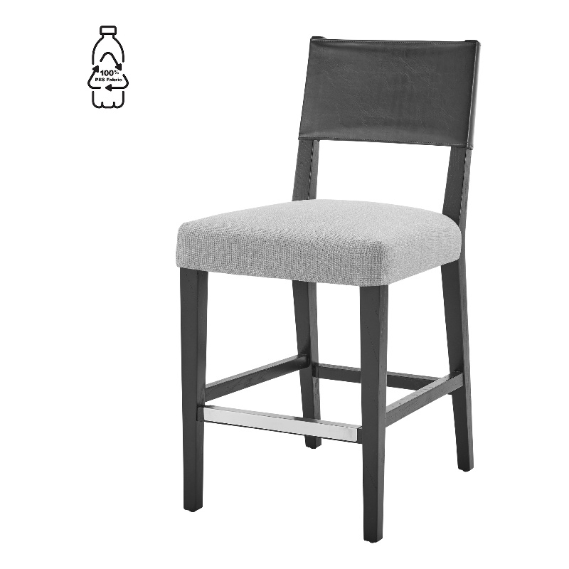 NPD Furniture Kylo PU/Fabric Counter Stool in Borneo Black/Meridien Gray