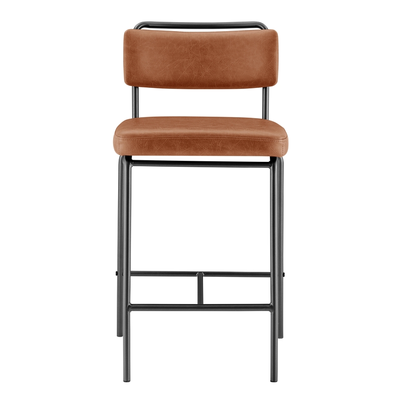 NPD Furniture Zander PU Counter Stool in Toasted Caramel (Set of 4)