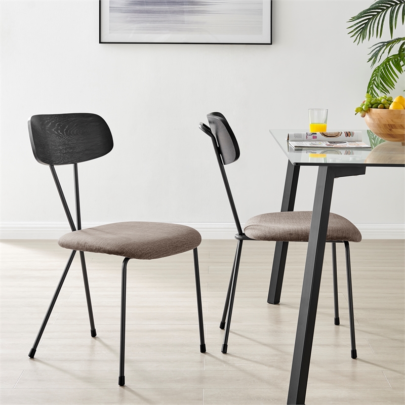 NPD Furniture Elise Fabric Dining Side Chair in Magnolia Taupe (Set of 4)