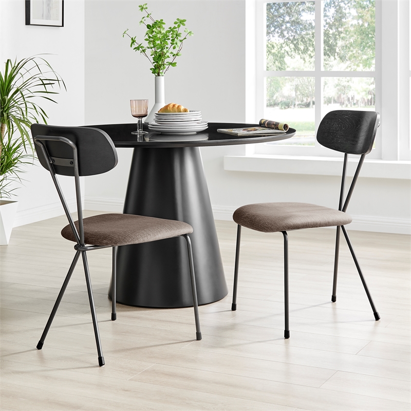 NPD Furniture Elise Fabric Dining Side Chair in Magnolia Taupe (Set of 4)