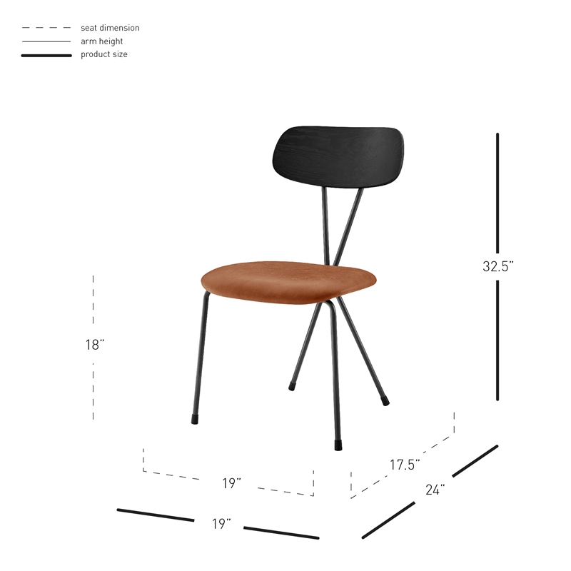 NPD Furniture Elise PU Dining Side Chair in Toasted Caramel (Set of 4)