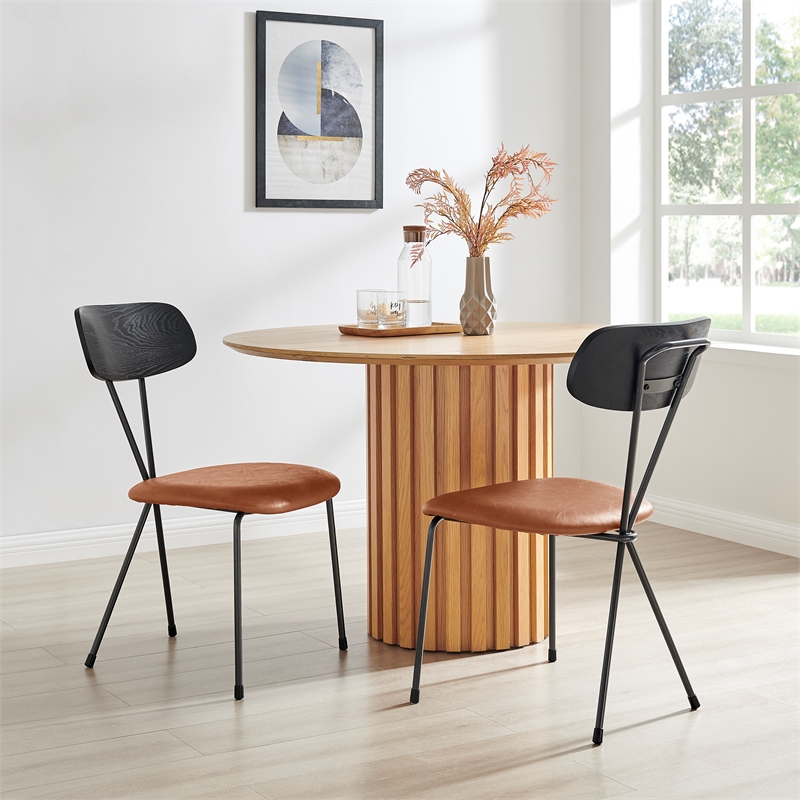 NPD Furniture Elise PU Dining Side Chair in Toasted Caramel (Set of 4)