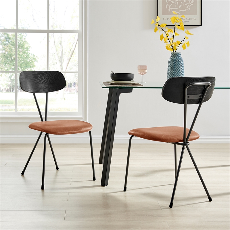 NPD Furniture Elise PU Dining Side Chair in Toasted Caramel (Set of 4)