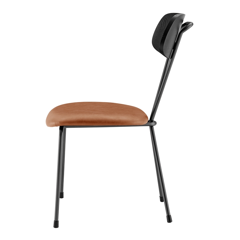 NPD Furniture Elise PU Dining Side Chair in Toasted Caramel (Set of 4)