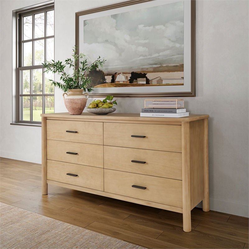 NPD Furniture Bloomfield Dresser 6 Drawers in Natural Pine