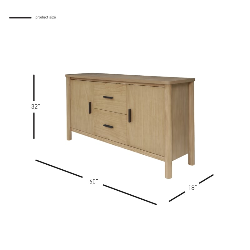 NPD Furniture Bloomfield Sideboard 2 Drawers + 2 Doors in Natural Pine