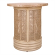 NPD Furniture Brisa Rattan Side/End Table w/ Wood Top