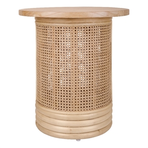 NPD Furniture Brisa Rattan Side/End Table w/ Wood Top