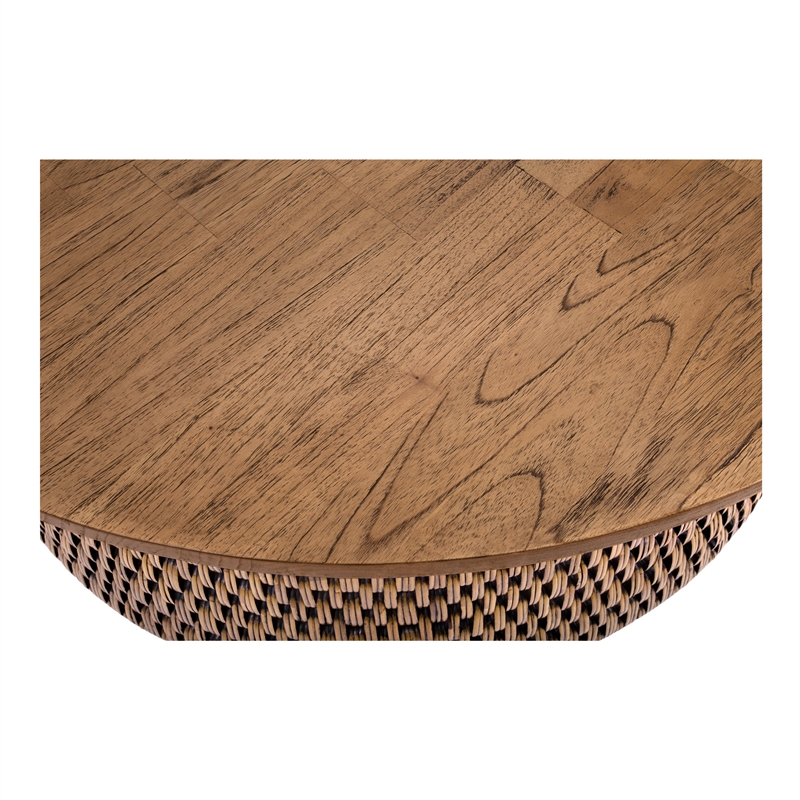 NPD Furniture Kamari Rattan Coffee Table w/ Wood Top in Canary Brown
