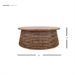 NPD Furniture Kamari Rattan Coffee Table w/ Wood Top in Canary Brown