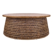 NPD Furniture Kamari Rattan Coffee Table w/ Wood Top in Canary Brown