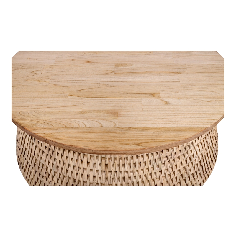 NPD Furniture Kamari Rattan Coffee Table w/ Wood Top