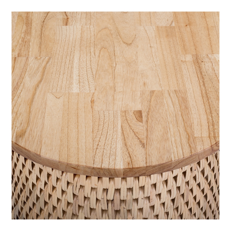 NPD Furniture Kamari Rattan Side/End Table w/ Wood Top