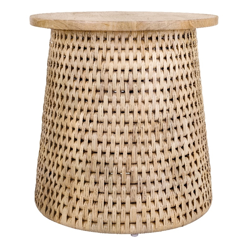 NPD Furniture Kamari Rattan Side/End Table w/ Wood Top