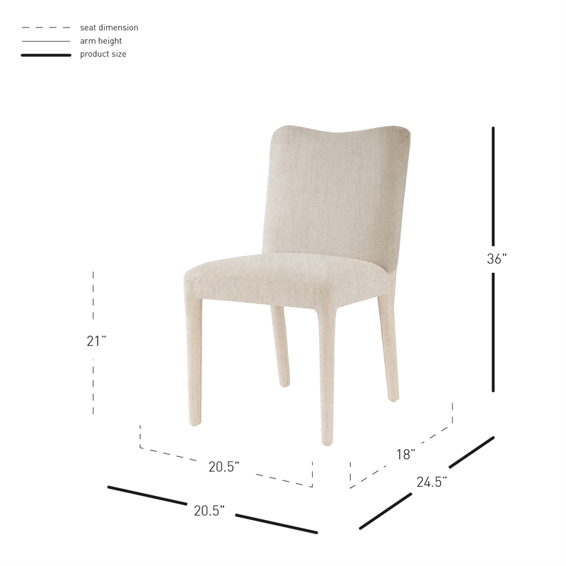 NPD Furniture Alder Velvet Dining Side Chair in Zen Cream (Set of 2)