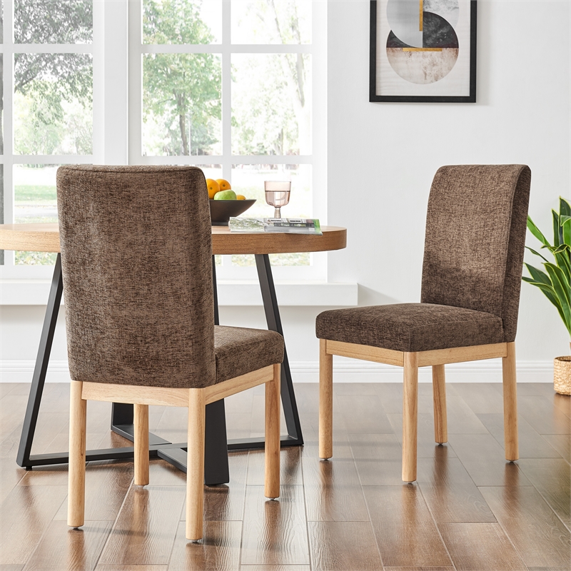 NPD Furniture Bloomfield Fabric High-Back Dining Chair in Brown (Set of 2)