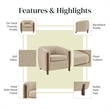 NPD Furniture Ruth Fabric Accent Arm Chair in Barley Beige